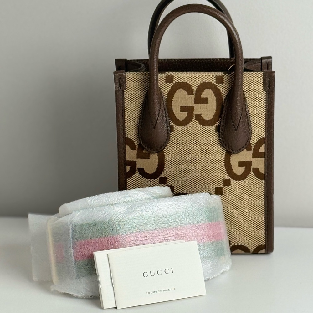 SOLD Gucci Beige and Brown Monogram Mini Tote